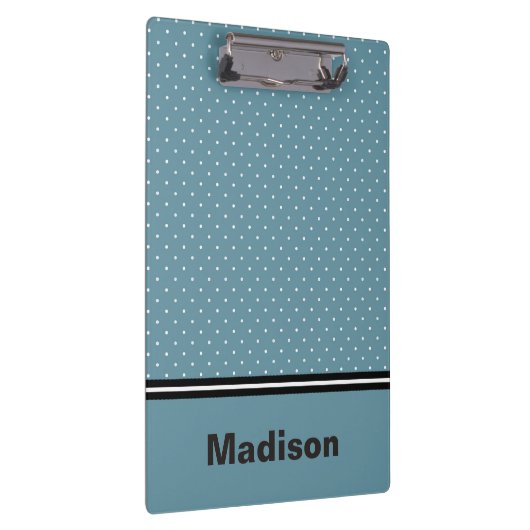 Personalisiertes Blau und Weiß-Polka-Dot-Zwischena Klemmbrett (Rechts)