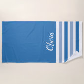 Personalisiertes Blau und Weiß Strandtuch (Vorderseite)