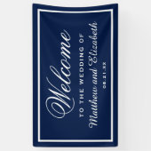 Personalisiertes Blau und Weiße Hochzeit Willkomme Banner (Vertikal)