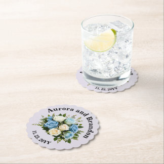 Personalisiertes Blau und Weiße Rosen Untersetzer