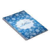Personalisiertes Blau- und Weißschneeflocken-Noteb Notizblock (Rechte Seite)