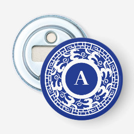 Personalisiertes Blau Weiß Chinoiserie Chic Monogr Flaschenöffner