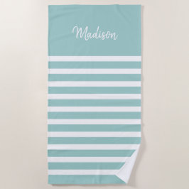 Personalisiertes Blau-Weiß-Streifen Strandtuch