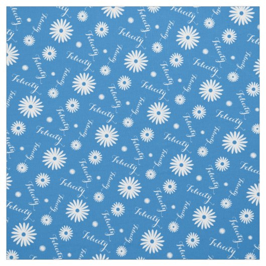 Personalisiertes blau-weißes Gänseblümchen-Namen-M Stoff (Muster)