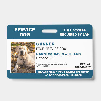 Personalisiertes Blau-Weißes Servicehund-Foto-ID-A Ausweis