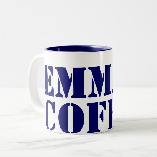 Personalisiertes Blau Zweifarbige Tasse (Vorderseite Links)