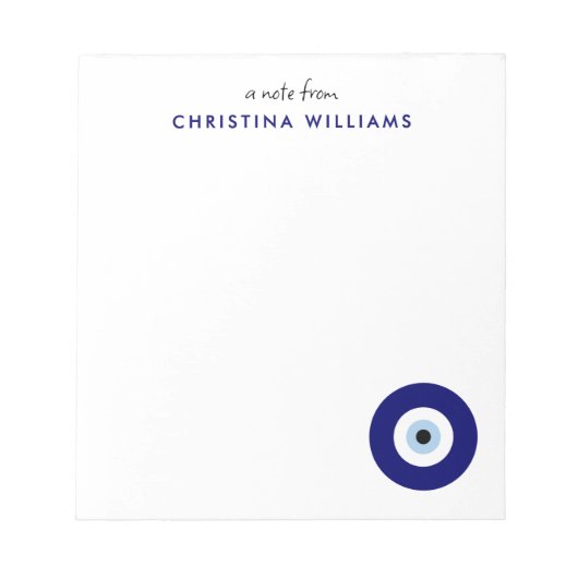 Personalisiertes Blaue böse Augenschutzzeichen Notizblock (Vorderseite)