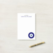 Personalisiertes Blaue böse Augenschutzzeichen Post-it Klebezettel (Auf Schreibtisch)