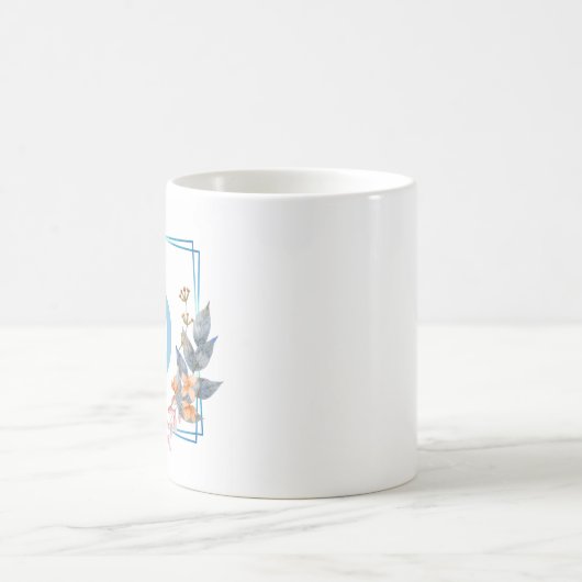 Personalisiertes blauer Quadratzoll Monogramm Kaffeetasse (Mittel)