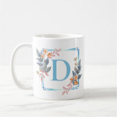 Personalisiertes blauer Quadratzoll Monogramm Kaffeetasse (Links)