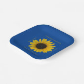 Personalisiertes Blauer Sonnenblumenereignis Pappteller (Gewinkelt)