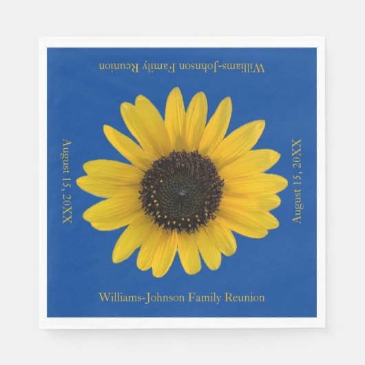 Personalisiertes Blauer Sonnenblumenereignis Serviette (Vorderseite)