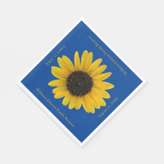 Personalisiertes Blauer Sonnenblumenereignis Serviette (Ecke)