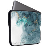 Personalisiertes, blaues Aquamarines Marmorglas, T Laptopschutzhülle (Vorne Rechts)