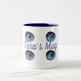 Personalisiertes blaues Auge Zweifarbige Tasse