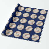 Personalisiertes blaues Baseball-Wrapping-Papier Geschenkpapier (Ungerollt)