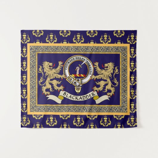 Personalisiertes Blaues Blackadder-Clan-Abzeichen Wandteppich (Vorderseite (Horizontal))