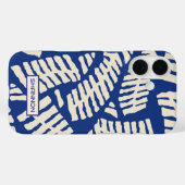 Personalisiertes blaues Blattmuster-iPhone-Case Case-Mate iPhone Hülle (Rückseite (Horizontal))