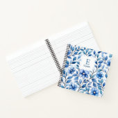 Personalisiertes blaues Blumen-Quadratheft Notizblock (Innenseite)
