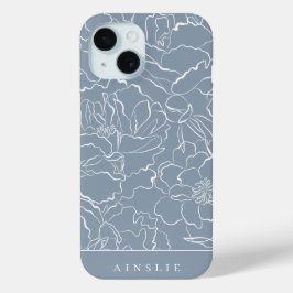 Personalisiertes blaues Blumenmuster Case-Mate iPhone Hülle
