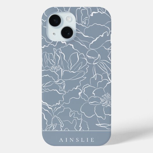 Personalisiertes blaues Blumenmuster Case-Mate iPhone Hülle (Rückseite)