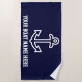 Personalisiertes blaues Boot Anchor Beach Handtuch (Vorderseite)