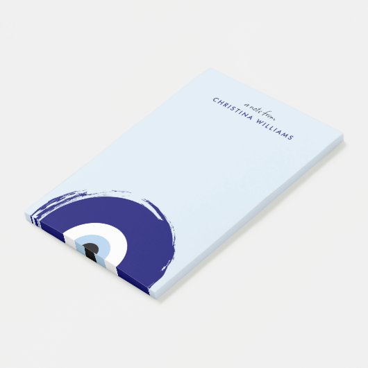 Personalisiertes Blaues Böser Blick Schutzsymbol Post-it Klebezettel (angewinkelt)