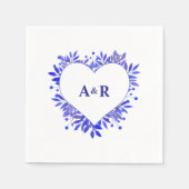 Personalisiertes blaues Botanisches Hochzeitspapie Serviette (Vorderseite)