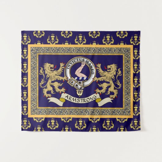 Personalisiertes blaues Clan-Abzeichen Armstrong Wandteppich (Vorderseite (Horizontal))