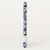 Personalisiertes blaues Dahlia-Blumenmuster Case-Mate iPhone Hülle (Hinten/Rechts)