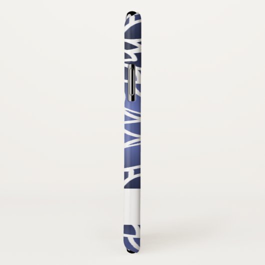 Personalisiertes blaues Dahlia-Blumenmuster Case-Mate iPhone Hülle (Hinten/Rechts)