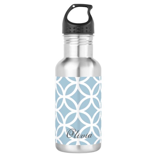 Personalisiertes blaues Diamantmuster Edelstahlflasche (Vorderseite)