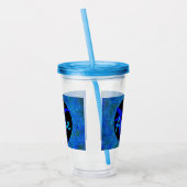 Personalisiertes blaues Dinosaurier-Hide  Acryltrinkbecher (Links)
