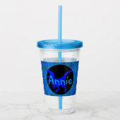 Personalisiertes blaues Dinosaurier-Hide  Acryltrinkbecher (Vorderseite)