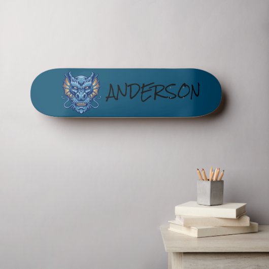 Personalisiertes blaues Drachenskateboard Skateboard (Wandkunst (Horz))