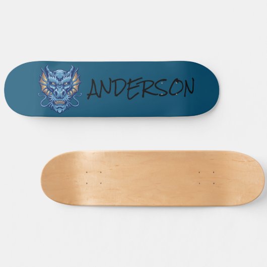 Personalisiertes blaues Drachenskateboard Skateboard (Horizontal)