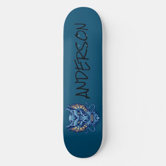 Personalisiertes blaues Drachenskateboard Skateboard (Vorderseite)