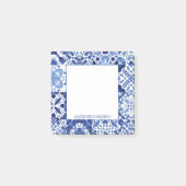 Personalisiertes, blaues Fliesenmuster Post-it Klebezettel (Vorderseite)