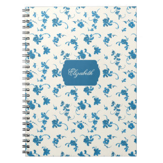 Personalisiertes Blaues Florales Französisches Rok Notizblock