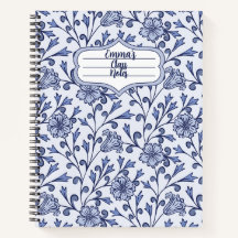Personalisiertes blaues florales Spiralnotizbuch 8