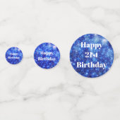 Personalisiertes blaues Funkeln 21. Geburtstag Konfetti (Rückseiten)
