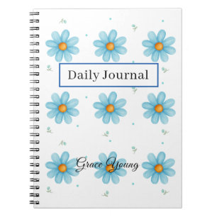 Personalisiertes Blaues Gänseblümchen-Notizbuch mi Notizblock