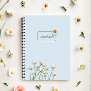 Personalisiertes Blaues Gänseblümchen Notizbuch Notizblock