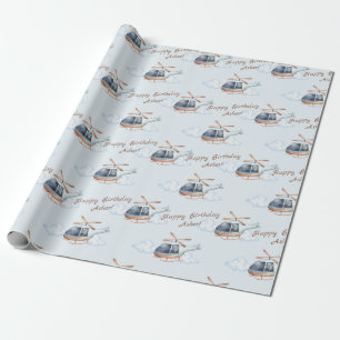 Personalisiertes blaues Geburtstagswasserfarben-Hu Geschenkpapier
