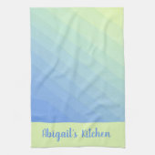 Personalisiertes blaues Gelb Ombre Stilvoll Geschirrtuch (Vertikal)