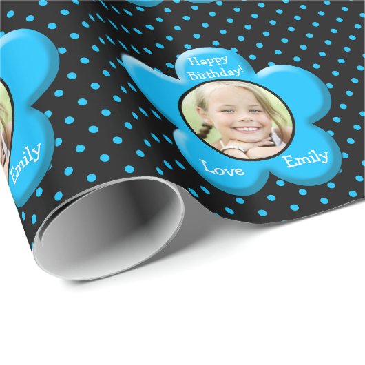 Personalisiertes blaues geschenkpapier (Rolleneckpunkt)