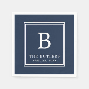 Personalisiertes blaues Hochzeitspapier Napkins Serviette