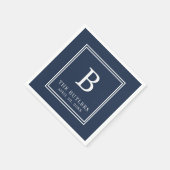 Personalisiertes blaues Hochzeitspapier Napkins Serviette (Ecke)