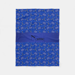 Personalisiertes blaues Hockeynamensmuster Fleecedecke