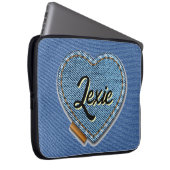 Personalisiertes blaues Jeans-Herz Laptopschutzhülle (Vorne Rechts)